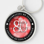 Elegant 80th Ruby Wedding Jubileum Celebration Sleutelhanger (Voorkant)