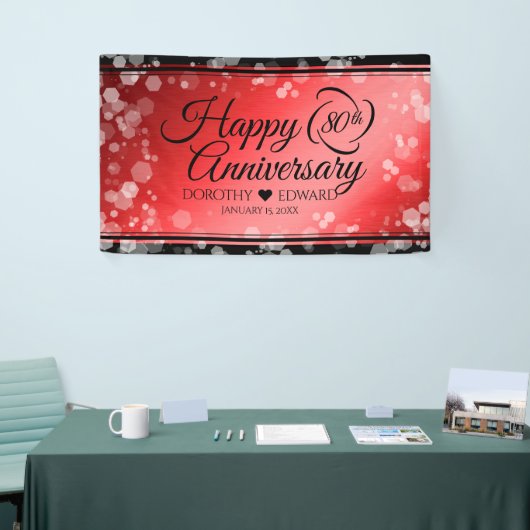 Elegant 80th Ruby Wedding Jubileum Celebration Spandoek (Beurs)