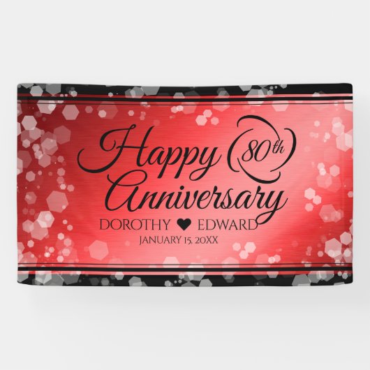 Elegant 80th Ruby Wedding Jubileum Celebration Spandoek (Horizontaal)