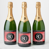 Elegant 80th Ruby Wedding Jubileum Celebration Sparkling Wijnetiket (Flessen)