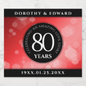 Elegant 80th Ruby Wedding Jubileum Celebration Sparkling Wijnetiket (Enkel label)