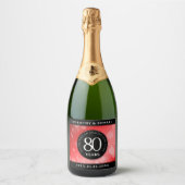 Elegant 80th Ruby Wedding Jubileum Celebration Sparkling Wijnetiket (Voorkant)