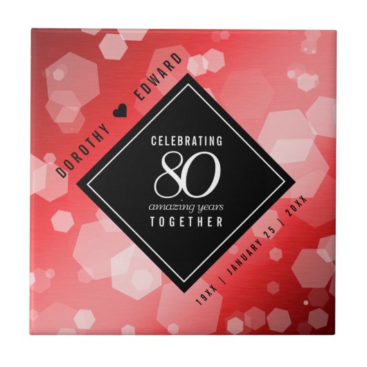 Elegant 80th Ruby Wedding Jubileum Celebration Tegeltje (Voorkant)