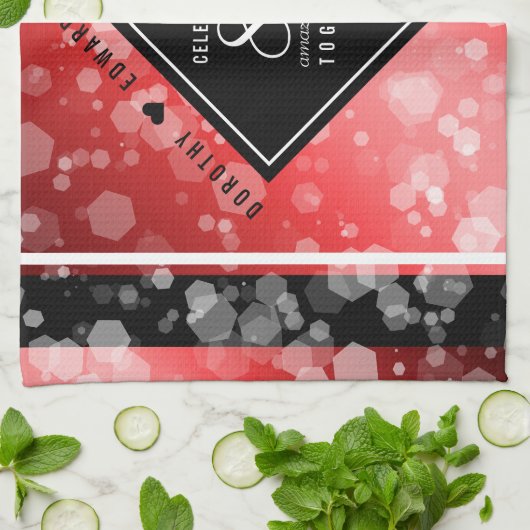 Elegant 80th Ruby Wedding Jubileum Celebration Theedoek (Gevouwen)