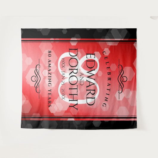 Elegant 80th Ruby Wedding Jubileum Celebration Wandkleed (Voorkant (horizontaal))