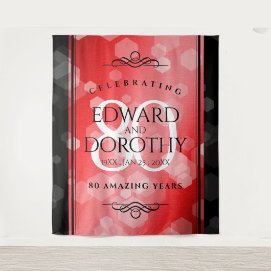 Elegant 80th Ruby Wedding Jubileum Celebration Wandkleed (Voorkant)