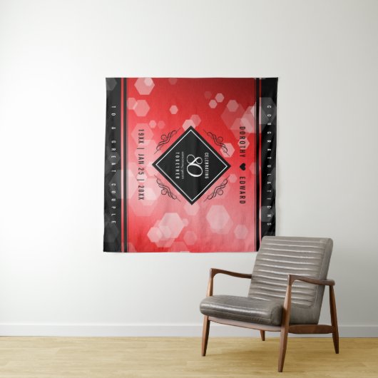 Elegant 80th Ruby Wedding Jubileum Celebration Wandkleed (In Situ (horizontaal))