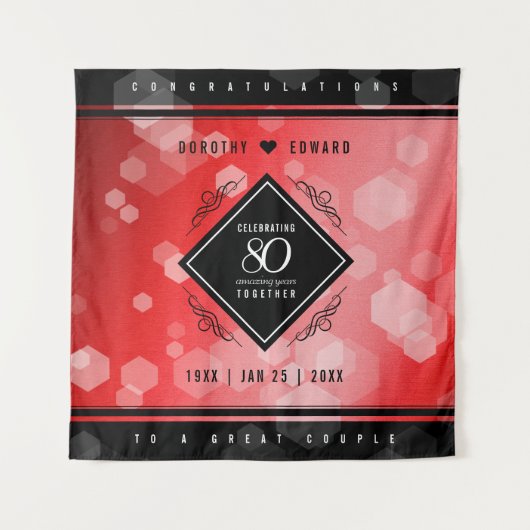 Elegant 80th Ruby Wedding Jubileum Celebration Wandkleed (Voorkant)