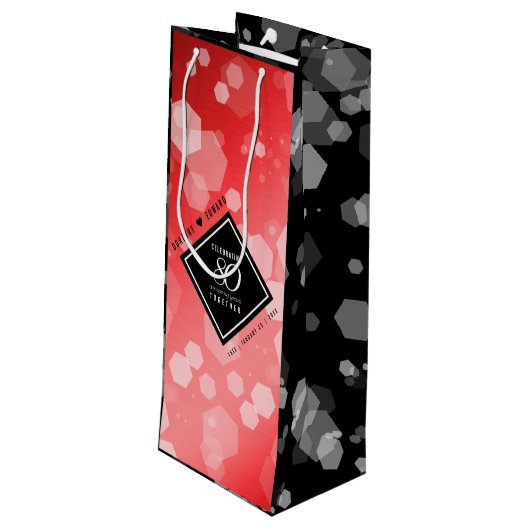 Elegant 80th Ruby Wedding Jubileum Celebration Wijn Cadeautas (Achterkant Gekanteld)