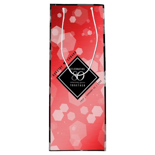 Elegant 80th Ruby Wedding Jubileum Celebration Wijn Cadeautas (Voorkant)