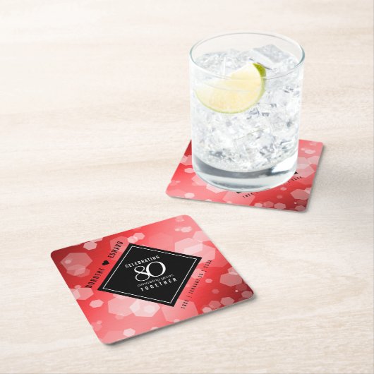 Elegant 80th Ruby Wedding Jubileum Kartonnen Onderzetters (Insitu)