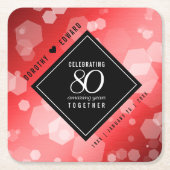 Elegant 80th Ruby Wedding Jubileum Kartonnen Onderzetters (Voorkant)