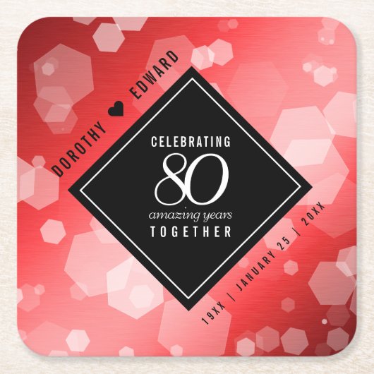 Elegant 80th Ruby Wedding Jubileum Kartonnen Onderzetters (Voorkant)