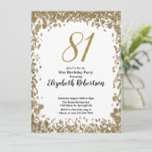 Elegant 81st Birthday Invitation For Her in Gold Kaart (Staand voorkant)
