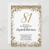 Elegant 81st Birthday Invitation For Her in Gold Kaart (Voorkant)