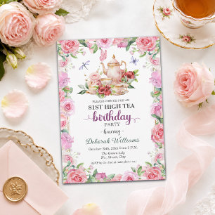 Elegant 81ste verjaardag high tea feestje kaart