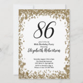 Elegant 86th Birthday Invitation For Her in Gold Kaart (Voorkant)