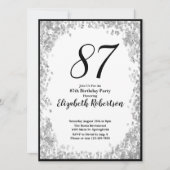 Elegant 87th Birthday Invitation For Her in Silver Kaart (Voorkant)