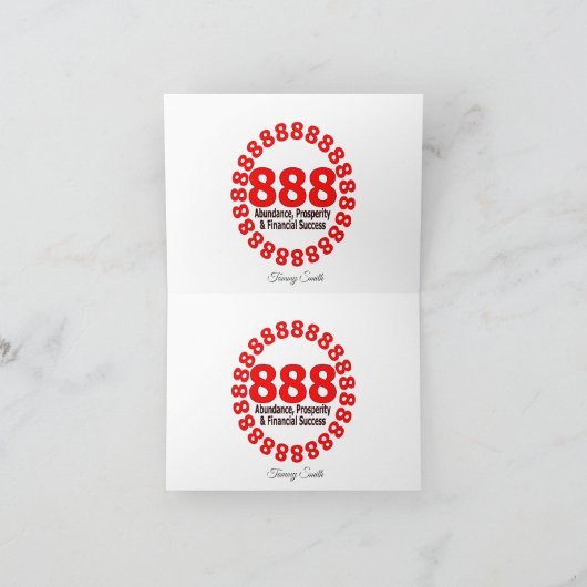 Elegant 888 engelnummer bedankkaart (Binnen)