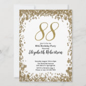 Elegant 88th Birthday Invitation For Her in Gold Kaart (Voorkant)