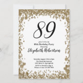 Elegant 89th Birthday Invitation For Her in Gold Kaart (Voorkant)