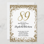 Elegant 89th Birthday Invitation For Her in Gold Kaart (Voorkant)