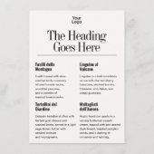 Elegant 8 Gerechten Logo Wit Ivoor Zakelijk Menu (Achterkant)