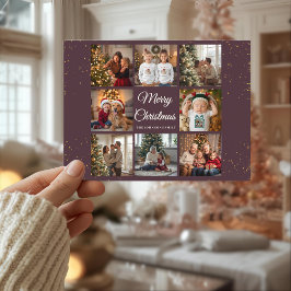 Elegant 8 Photo Christmas Card Feestdagenkaart