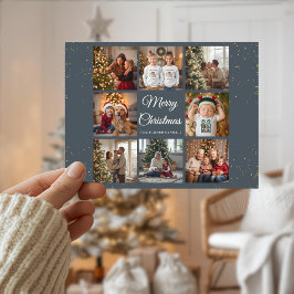 Elegant 8 Photo Christmas Card Feestdagenkaart
