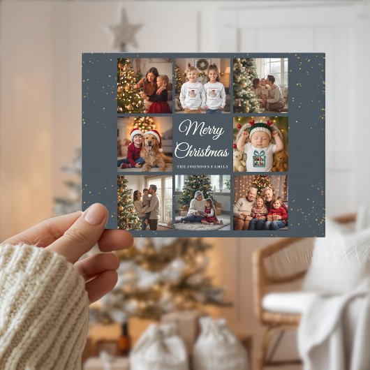 Elegant 8 Photo Christmas Card Feestdagenkaart