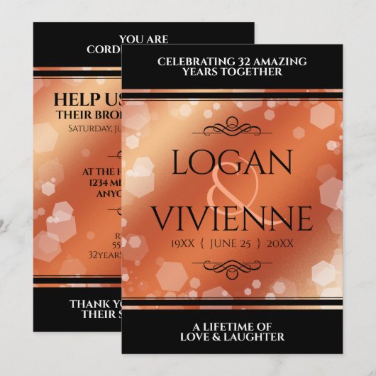 Elegant 8e 32e Bronzen Huwelijksjubileum Kaart (Voorkant / Achterkant)