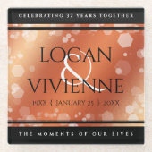 Elegant 8e Jubileum uit de Bronze Wedding Glazen Onderzetter (Voorkant)