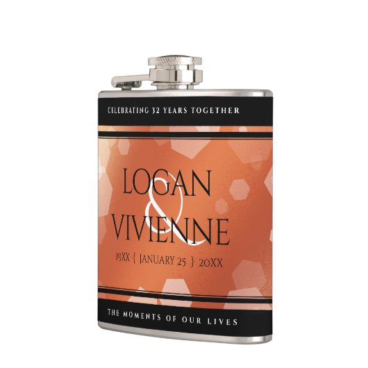 Elegant 8e Jubileum uit de Bronze Wedding Heupfles (Links)