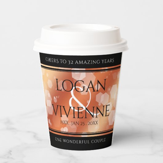 Elegant 8e Jubileum uit de Bronze Wedding Papieren Bekers (Voorkant)