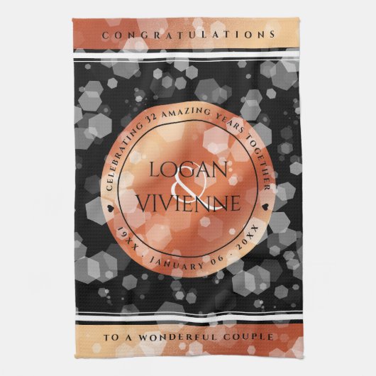 Elegant 8e Jubileum uit de Bronze Wedding Theedoek (Verticaal)