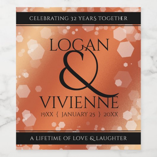 Elegant 8e Jubileum uit de Bronze Wedding Wijn Etiket (Enkel label)