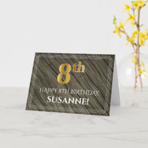 Elegant 8e verjaardag: Faux Wood, Faux Gold Kijk Kaart