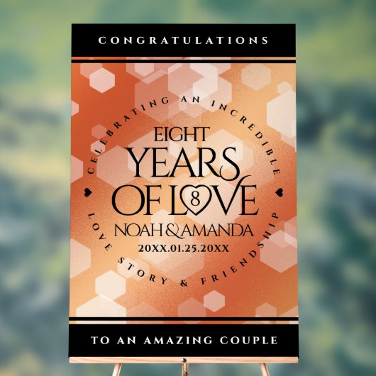 Elegant 8th Bronze Wedding Jubileum Acryl Bord (Neutraal)