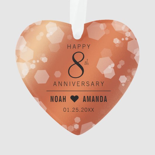 Elegant 8th Bronze Wedding Jubileum Acryl Ornament (achterkant)