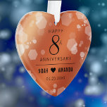 Elegant 8th Bronze Wedding Jubileum Acryl Ornament<br><div class="desc">Viel de achtste bruinbruinkoolbruiloft met dit gedenkwaardige acrylische ornament! Elegante letters met zeshoekige confetti op een bronzen folie achtergrond voegen een gedenkwaardige aanraking toe voor deze speciale gelegenheid en mijlpaal. Aanpassen met de naam van het paar en de trouwdatum. Shows omkeren, identiek ontwerp. Gebruik zoals is, of vervang met een...</div>