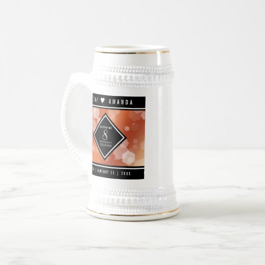 Elegant 8th Bronze Wedding Jubileum Bierpul (Voorkant links)