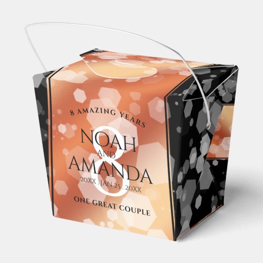 Elegant 8th Bronze Wedding Jubileum Celebration Bedankdoosjes (Achterkant)