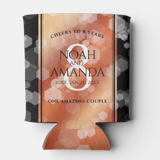 Elegant 8th Bronze Wedding Jubileum Celebration Blikjeskoeler (Achterkant)