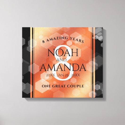 Elegant 8th Bronze Wedding Jubileum Celebration Canvas Afdruk (Voorkant)