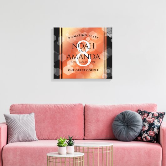 Elegant 8th Bronze Wedding Jubileum Celebration Canvas Afdruk (Insitu (Woonkamer))