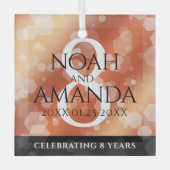 Elegant 8th Bronze Wedding Jubileum Celebration Glas Ornament (Voorkant)