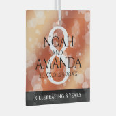 Elegant 8th Bronze Wedding Jubileum Celebration Glas Ornament (Voorkant Rechts)