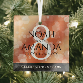 Elegant 8th Bronze Wedding Jubileum Celebration Glas Ornament