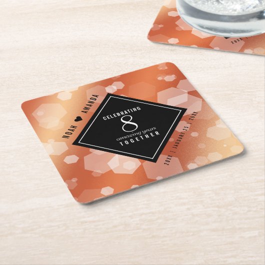 Elegant 8th Bronze Wedding Jubileum Celebration Kartonnen Onderzetters (Schuin)