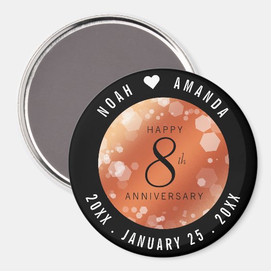 Elegant 8th Bronze Wedding Jubileum Celebration Magneet (Voorkant / Achterkant)